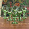 Lot de 6 petits verres à digestif sur pied en cristal vert par Hello Broc brocante en ligne