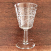 Lot de 7 verres à vin blanc ou à digestif sur pied décor arabesques attribution Luminarc contenance 6 cl par Hello Broc brocante en ligne