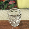 Petit seau à glace vintage en verre moulé paroi en relief et acier chromé par Hello Broc brocante en ligne