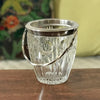 Petit seau à glace vintage en verre moulé paroi en relief et acier chromé par Hello Broc brocante en ligne