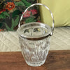 Petit seau à glace vintage en verre moulé paroi en relief et acier chromé par Hello Broc brocante en ligne