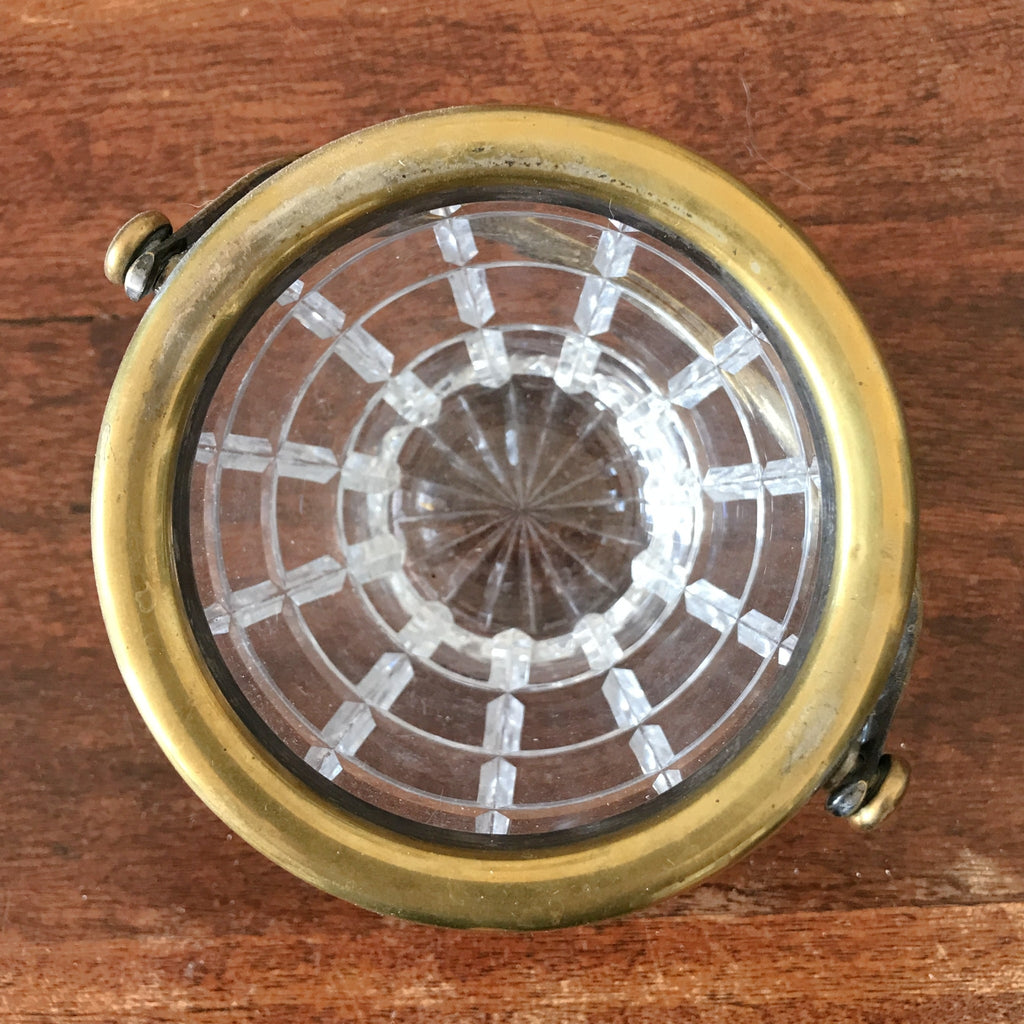 Petit seau vintage à glace ou glaçons en cristal taillé anse et rebord doré par Hello Broc brocante en ligne
