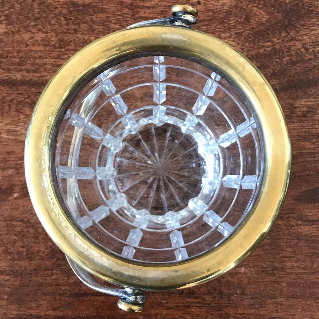 Petit seau vintage à glace ou glaçons en cristal taillé anse et rebord doré par Hello Broc brocante en ligne