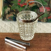 Seau à glace en verre moulé motifs pointe de diamant cerclage et pince à glaçon en inox années 50 / 60 par Hello Broc brocante en ligne