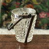 Seau à glace en verre moulé motifs pointe de diamant cerclage et pince à glaçon en inox années 50 / 60 par Hello Broc brocante en ligne