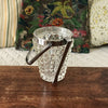 Seau à glace en verre moulé motifs pointe de diamant cerclage et pince à glaçon en inox années 50 / 60 par Hello Broc brocante en ligne
