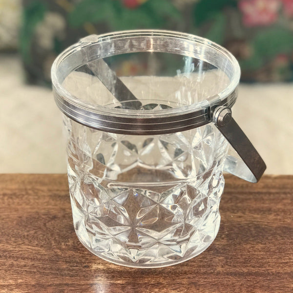Seau à glace en cristal d'Arques et métal chromé modèle Sully par Hello Broc brocante en ligne