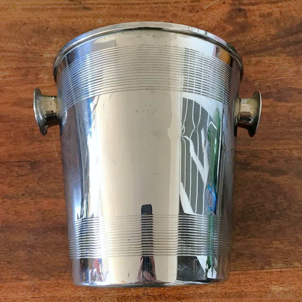 Elégant seau à champagne vintage en métal inox hauteur 20 cm par Hello Broc brocante en ligne
