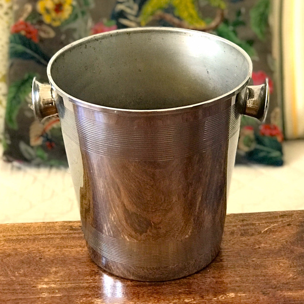 Elégant seau à champagne vintage en métal inox hauteur 20 cm par Hello Broc brocante en ligne