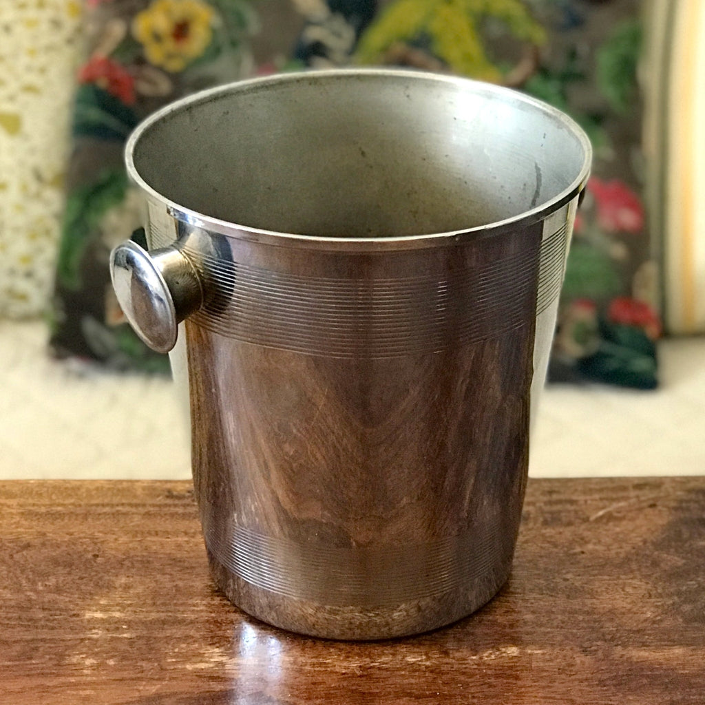 Elégant seau à champagne vintage en métal inox hauteur 20 cm par Hello Broc brocante en ligne