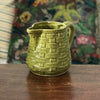 Pichet en céramique barbotine verte imitant de l'osier tressé Digoin Sarreguemines France par Hello Broc brocante en ligne