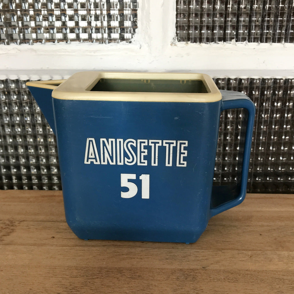 Pichet vintage bleu Anisette 51  1 litre années 60 / 70 par Hello Broc brocante en ligne