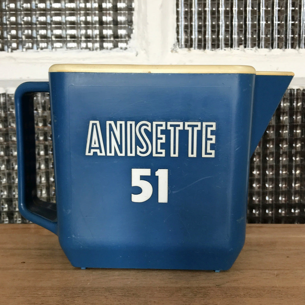 Pichet vintage bleu Anisette 51  1 litre années 60 / 70 par Hello Broc brocante en ligne