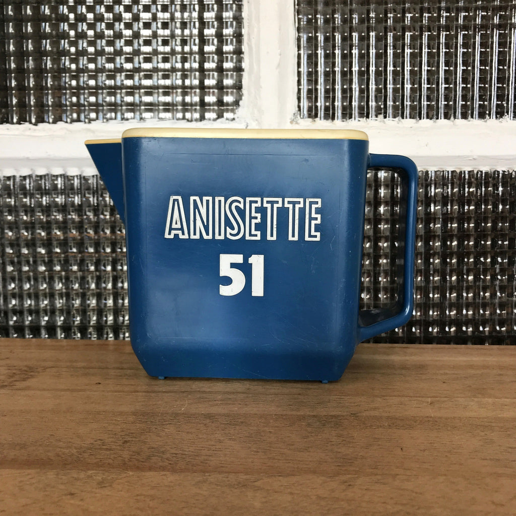 Pichet vintage bleu Anisette 51  1 litre années 60 / 70 par Hello Broc brocante en ligne