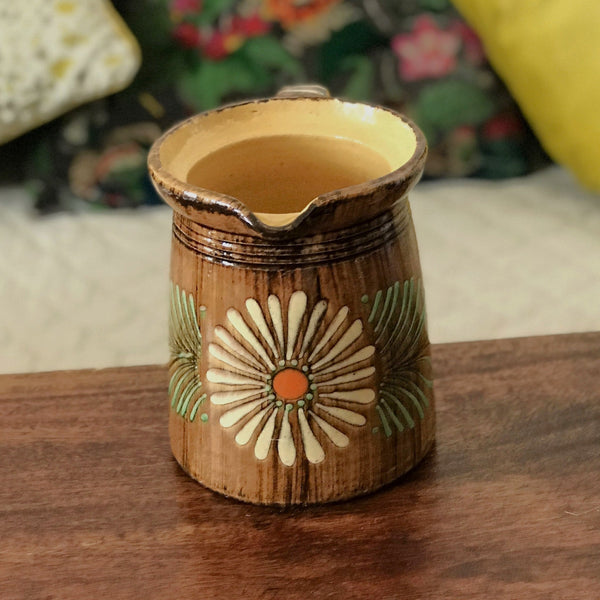 Pichet vintage en grès d'Alsace décor fleurs Soufflenheim par Hello Broc brocante en ligne