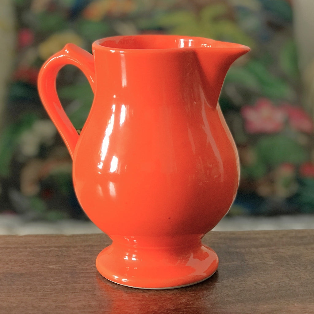 Petite cruche ou grand pot à lait hauteur 15 cm contenance 450 ml en céramique orange Niderviller France par Hello Broc brocante en ligne