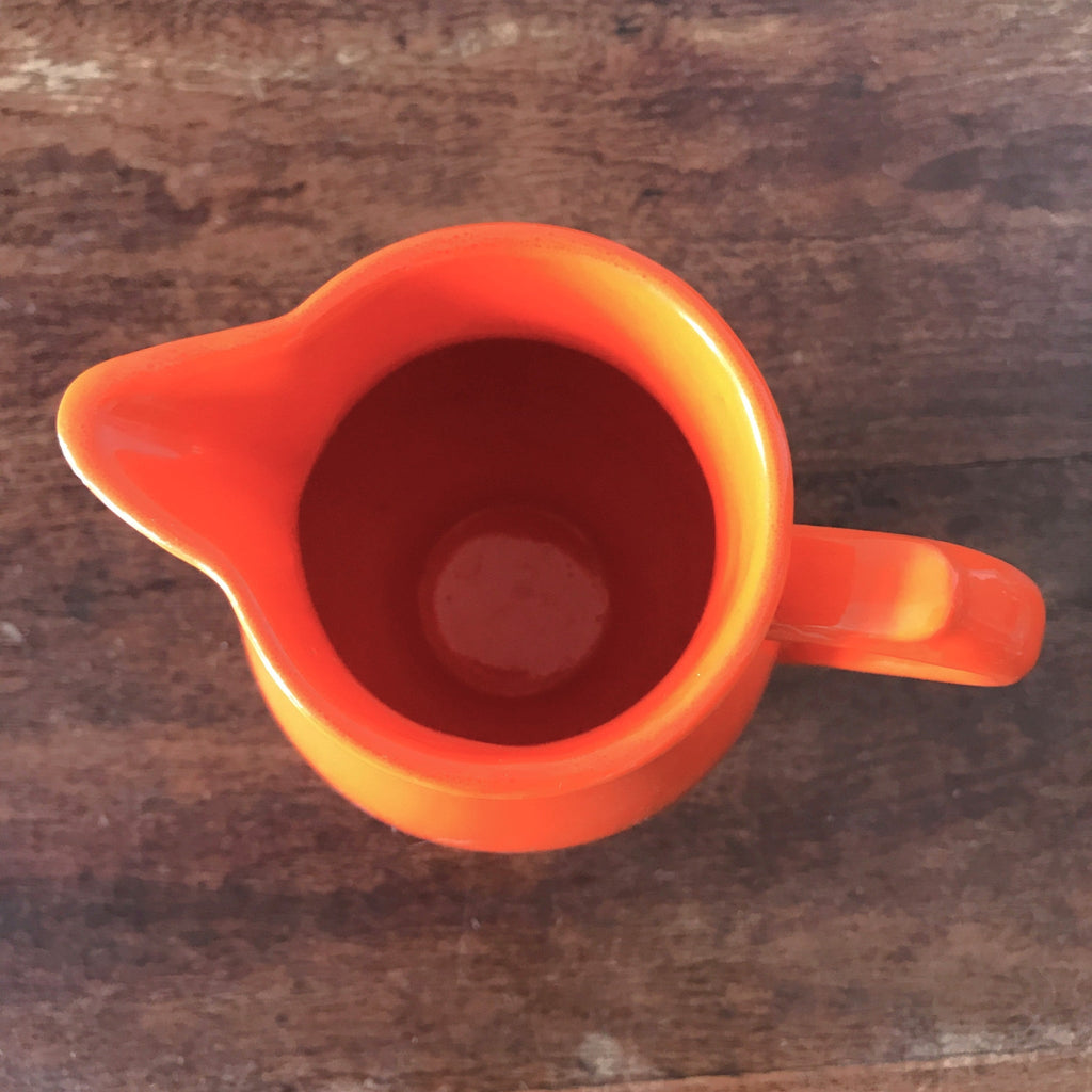 Petite cruche ou grand pot à lait céramique orange Niderviller France par Hello Broc brocante en ligne