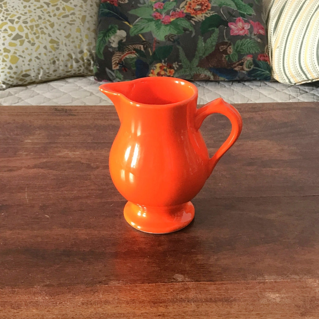 Petite cruche ou grand pot à lait céramique orange Niderviller France par Hello Broc brocante en ligne