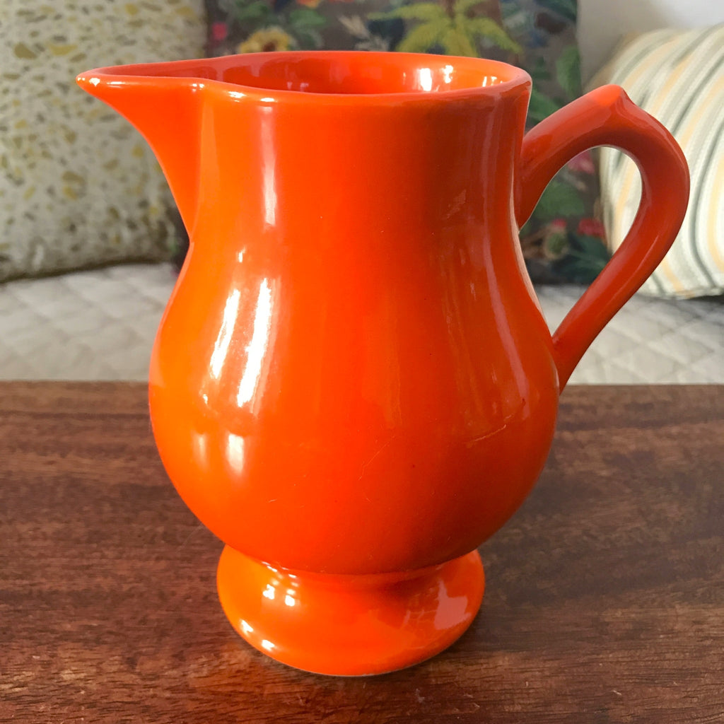 Petite cruche ou grand pot à lait céramique orange Niderviller France par Hello Broc brocante en ligne