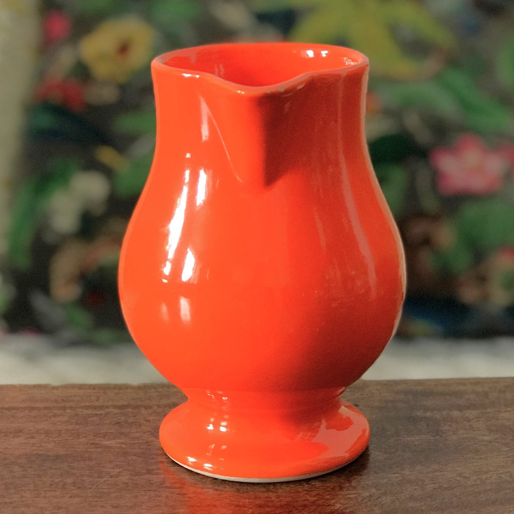 Petite cruche ou grand pot à lait hauteur 15 cm contenance 450 ml en céramique orange Niderviller France par Hello Broc brocante en ligne