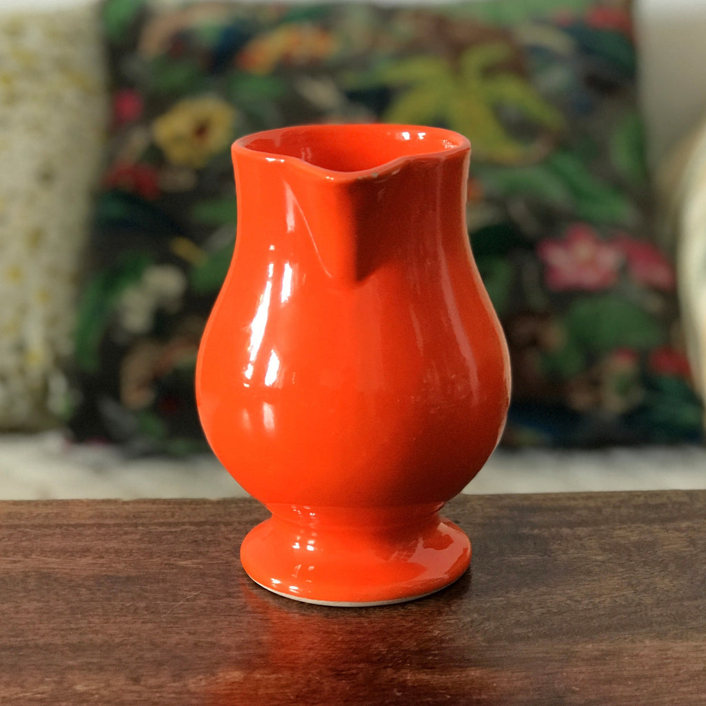 Petite cruche ou grand pot à lait céramique orange Niderviller France par Hello Broc brocante en ligne