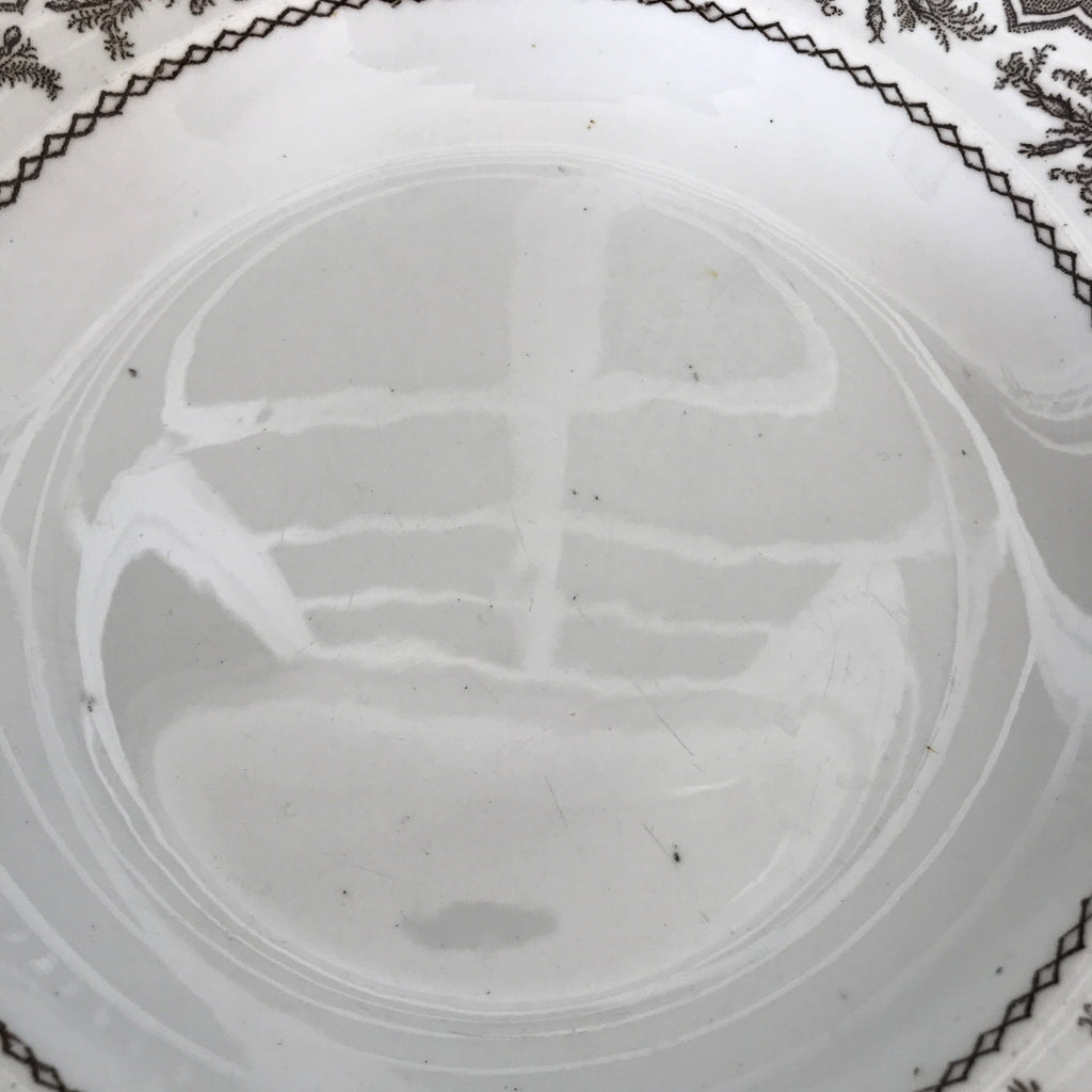 Lot de 4 assiettes creuses anciennes Faïencerie Onnaing Terre de Fer décor Roses - Mousses par Hello Broc brocante en ligne