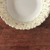 Lot de 6 assiettes à soupe vintage Luminarc verre opalin blanc décor fleurs mauves sur fond jaune pâle par Hello Broc brocante en ligne