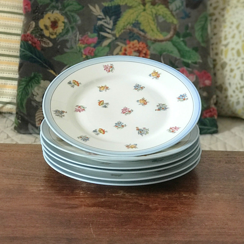 Lot de 6 assiettes porcelaine Limoges France Unique décor fleurs multicolores Circa 1930 par Hello Broc brocante en ligne