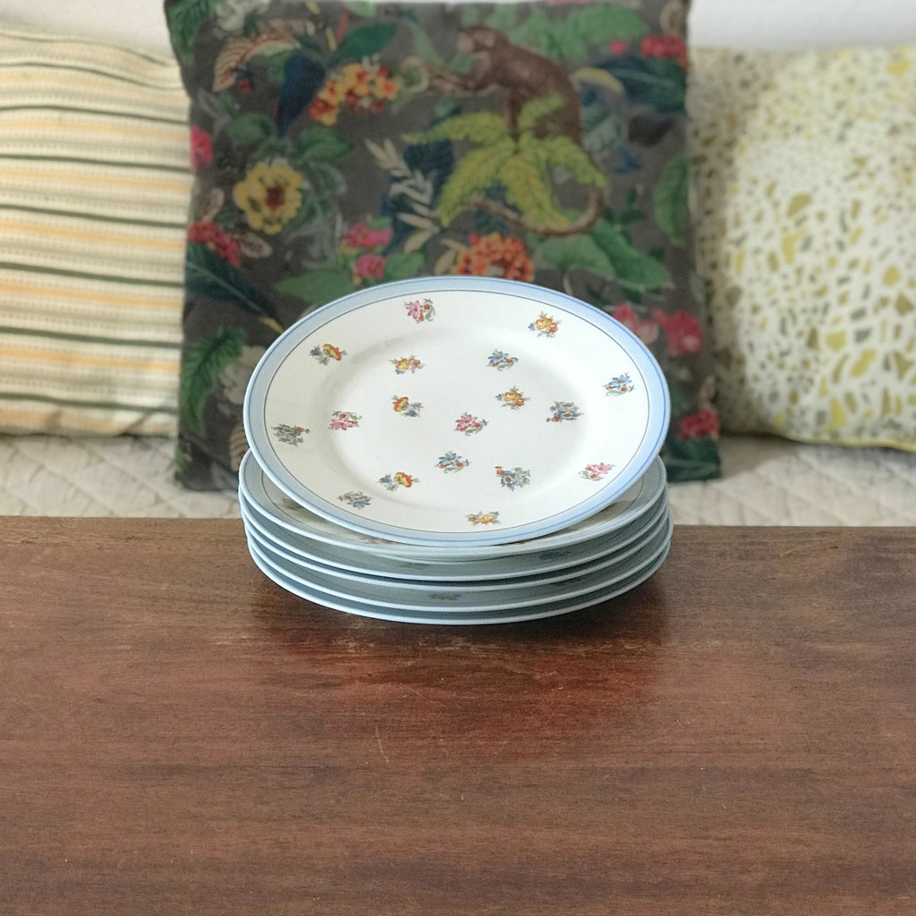 Lot de 6 assiettes porcelaine Limoges France Unique décor fleurs multicolores Circa 1930 par Hello Broc brocante en ligne