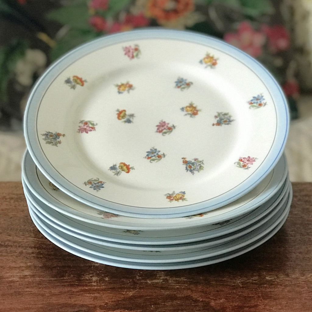Lot de 6 assiettes porcelaine Limoges France Unique décor fleurs multicolores Circa 1930 par Hello Broc brocante en ligne