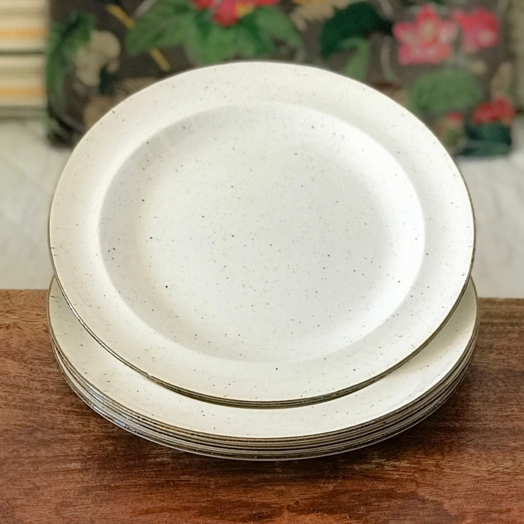 Lot de 4 grandes assiettes en céramique mouchetée anglaise diamètre 25 cm par Hello Broc brocante en ligne