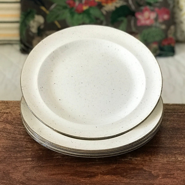 Lot de 4 grandes assiettes en céramique mouchetée anglaise diamètre 25 cm par Hello Broc brocante en ligne