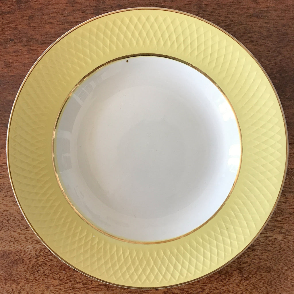 Lot 3 assiettes à soupe Moulin des Loups Orchies décor jaune diamètre 23 cm par Hello Broc brocante en ligne