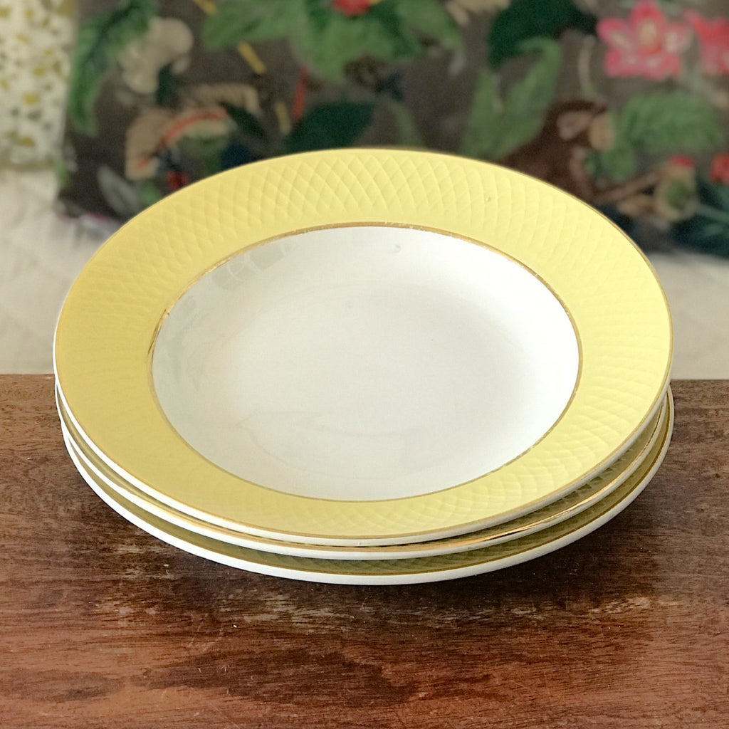 Lot 3 assiettes à soupe Moulin des Loups Orchies décor jaune diamètre 23 cm par Hello Broc brocante en ligne