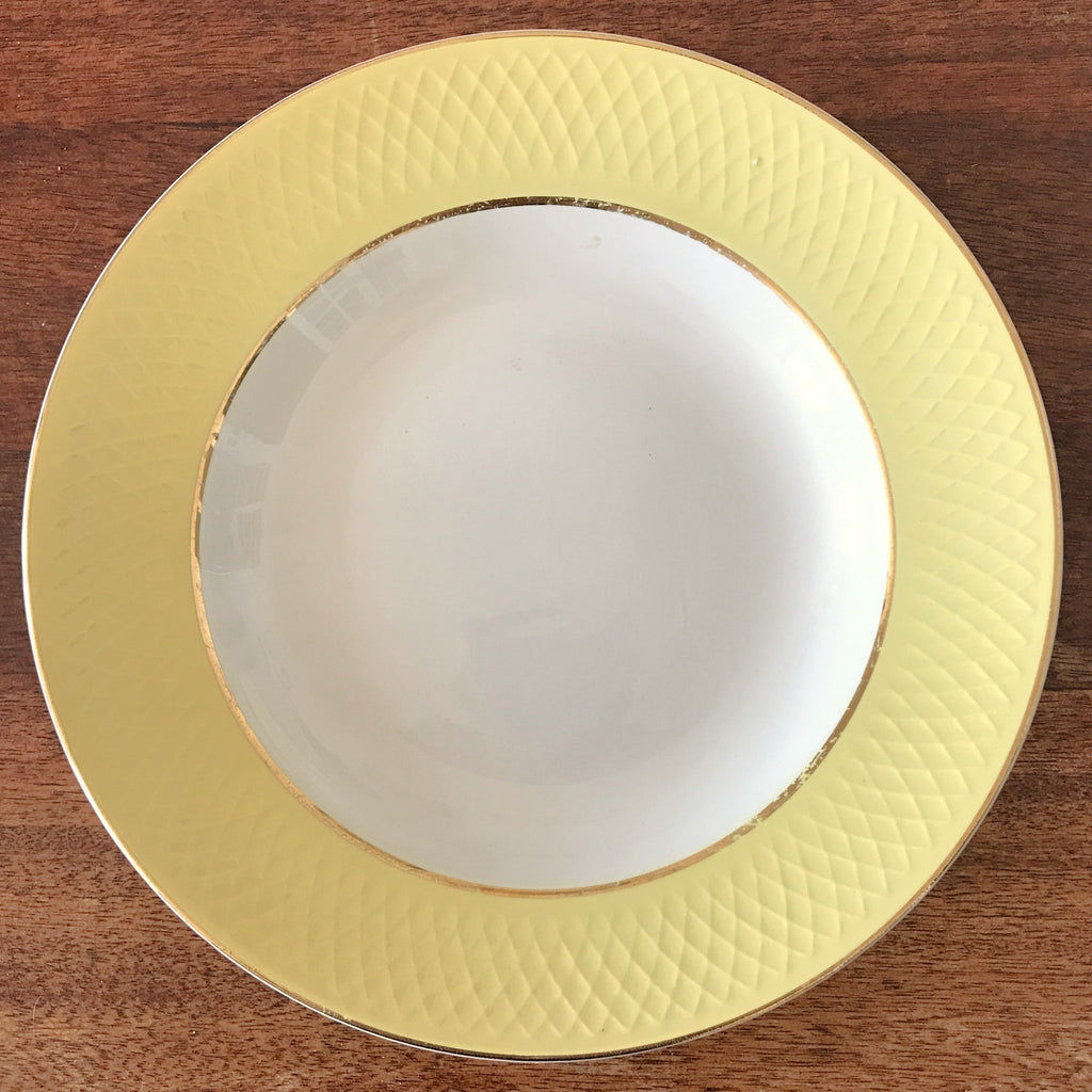 Lot 3 assiettes à soupe Moulin des Loups Orchies décor jaune diamètre 23 cm par Hello Broc brocante en ligne