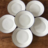 Lot de 6 assiettes plates en porcelaine blanche de Limoges liserés doré et bleu UML France par Hello Broc brocante en ligne