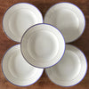 Lot de 5 assiettes creuses en porcelaine blanche de Limoges liserés doré et bleu UML France par Hello Broc brocante en ligne