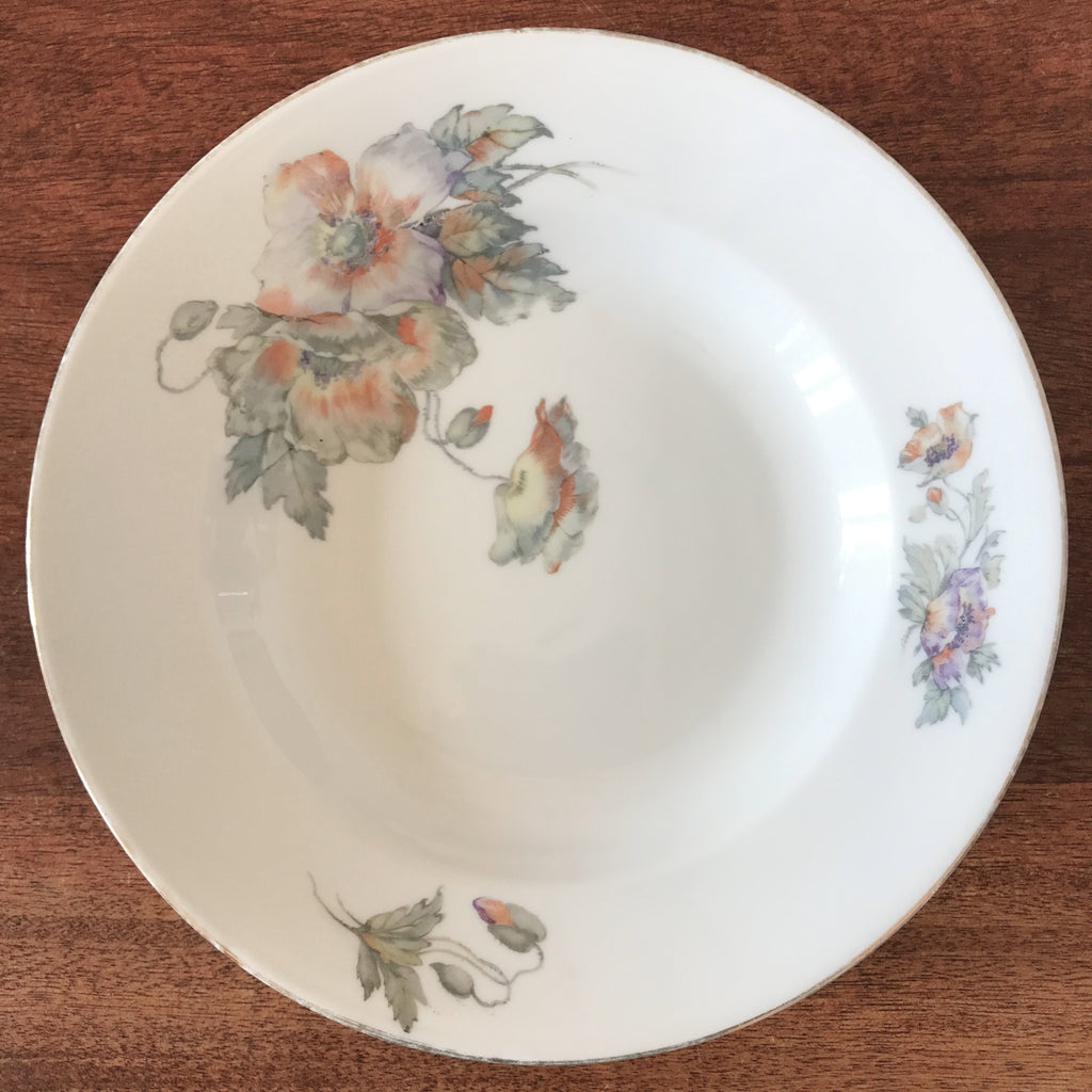 Lot de 4 assiettes à soupe ULIM Limoges France décor pavots ou coquelicots par Hello Broc brocante en ligne