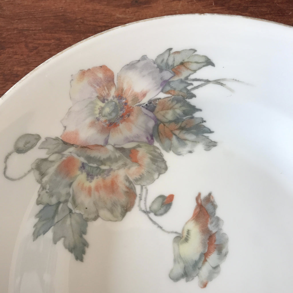 Lot de 4 assiettes à soupe ULIM Limoges France décor pavots ou coquelicots par Hello Broc brocante en ligne