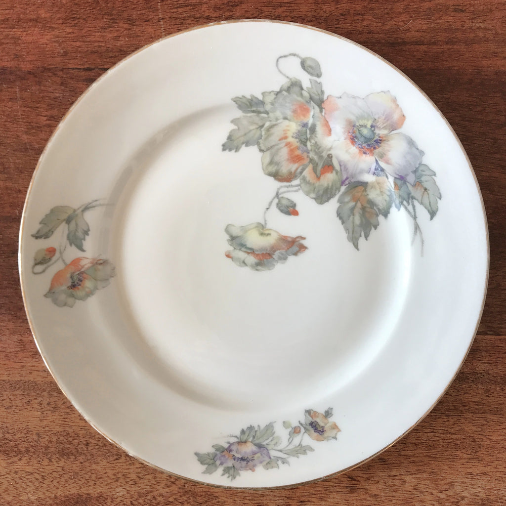 Lot de 8 assiettes plates vintage ULIM Limoges France décor pavots par Hello Broc brocante en ligne
