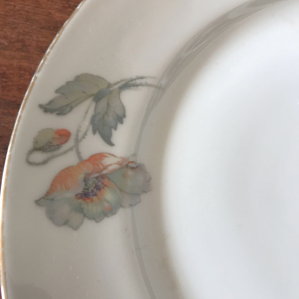 Lot de 8 assiettes plates vintage ULIM Limoges France décor pavots par Hello Broc brocante en ligne