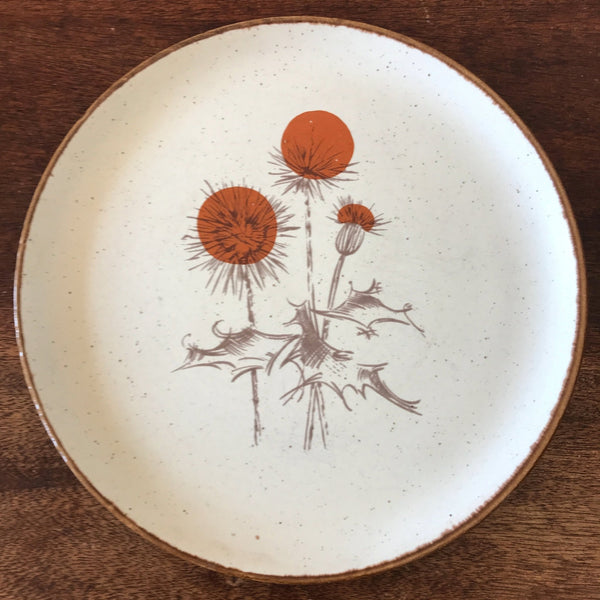 Assiette plate vintage en grès ADP décor Chardons  à l'unité par Hello Broc brocante en ligne