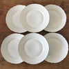 Lot de 6 grandes assiettes plates vintage en porcelaine blanche du Berry France décor fins liserés dorés diamètre de 23,5 cm par Hello Broc brocante en ligne