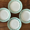 Lot de 4 assiettes plates en semi porcelaine Céranord France modèle Picardie blanche bordure vert menthe Circa 1950 par Hello Broc brocante en ligne