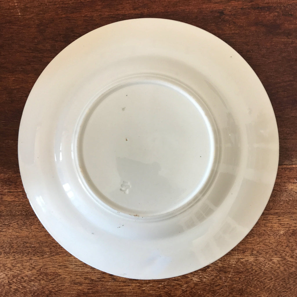 Assiette plate ancienne Terre de Fer décor Marguerite marron attribution Lunéville fin 19ème siècle par Hello Broc brocante en ligne