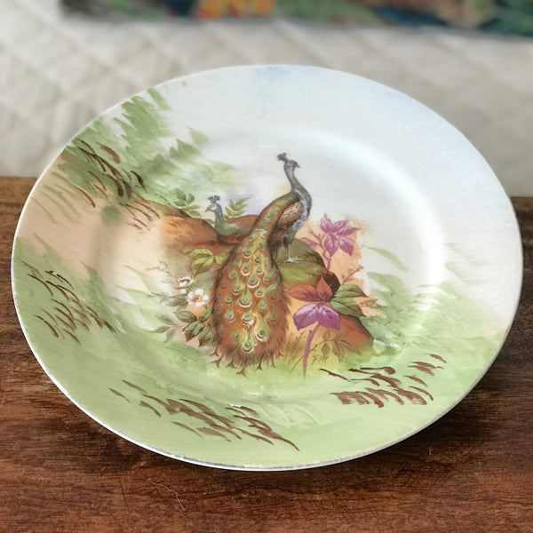 Assiette de collection murale en porcelaine de Limoges décor paons J.B.T & Cie début XXème siècle par Hello Broc brocante en ligne