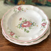 Ensemble coordonné assiette plate et assiette creuse en céramique décor vintage fleurs peint à la main diamètre de 24 cm par Hello Broc brocante en ligne
