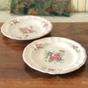 Ensemble coordonné assiette plate et assiette creuse en céramique décor vintage fleurs peint à la main diamètre de 24 cm par Hello Broc brocante en ligne