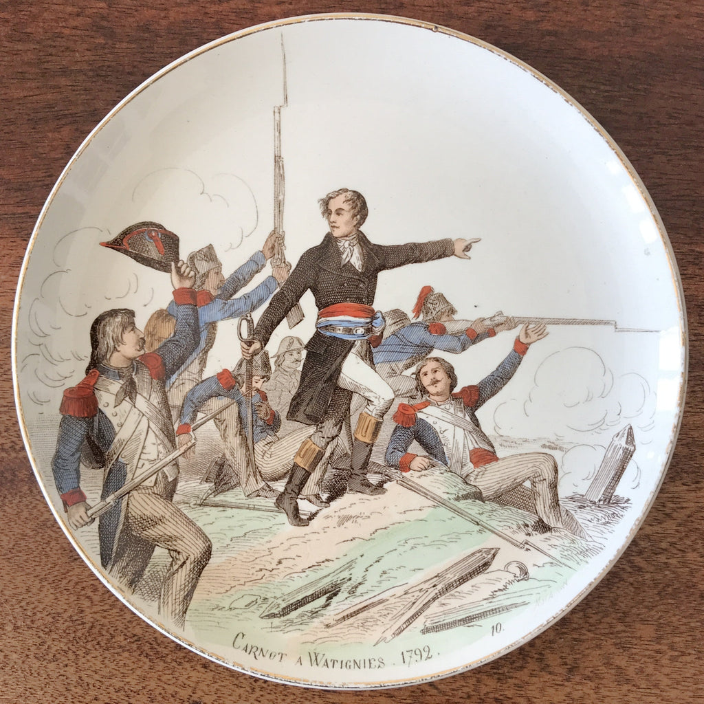 Lot de 6 assiettes anciennes de collection en faïence polychrome Creil & Montereau Nos Gloires Militaires fin du 19ème siècle diamètre de 20 cm par Hello Broc brocante en ligne 
