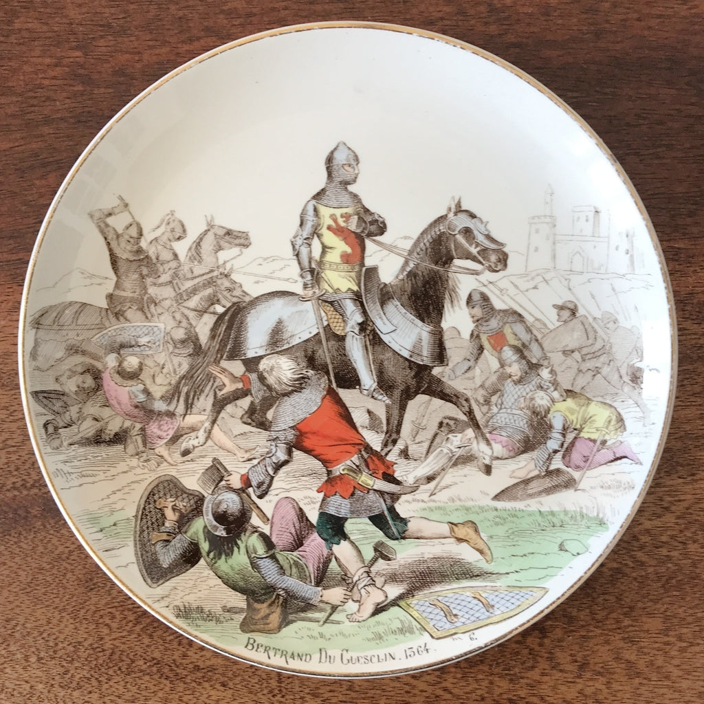Lot de 6 assiettes anciennes de collection en faïence polychrome Creil & Montereau Nos Gloires Militaires fin du 19ème siècle diamètre de 20 cm par Hello Broc brocante en ligne 